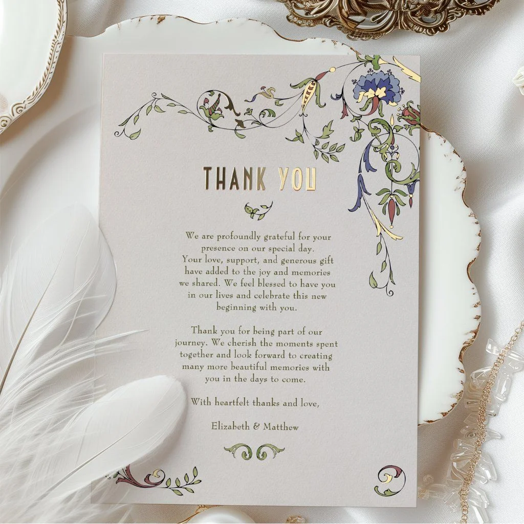 Thank you cards and celebration keepsakes