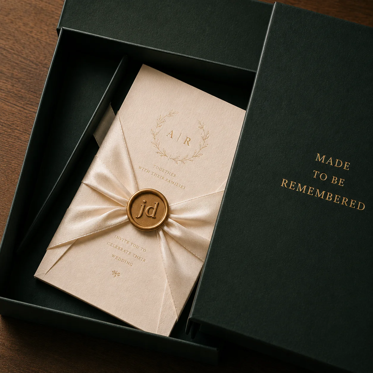 Luxury invitation box with wax seal
