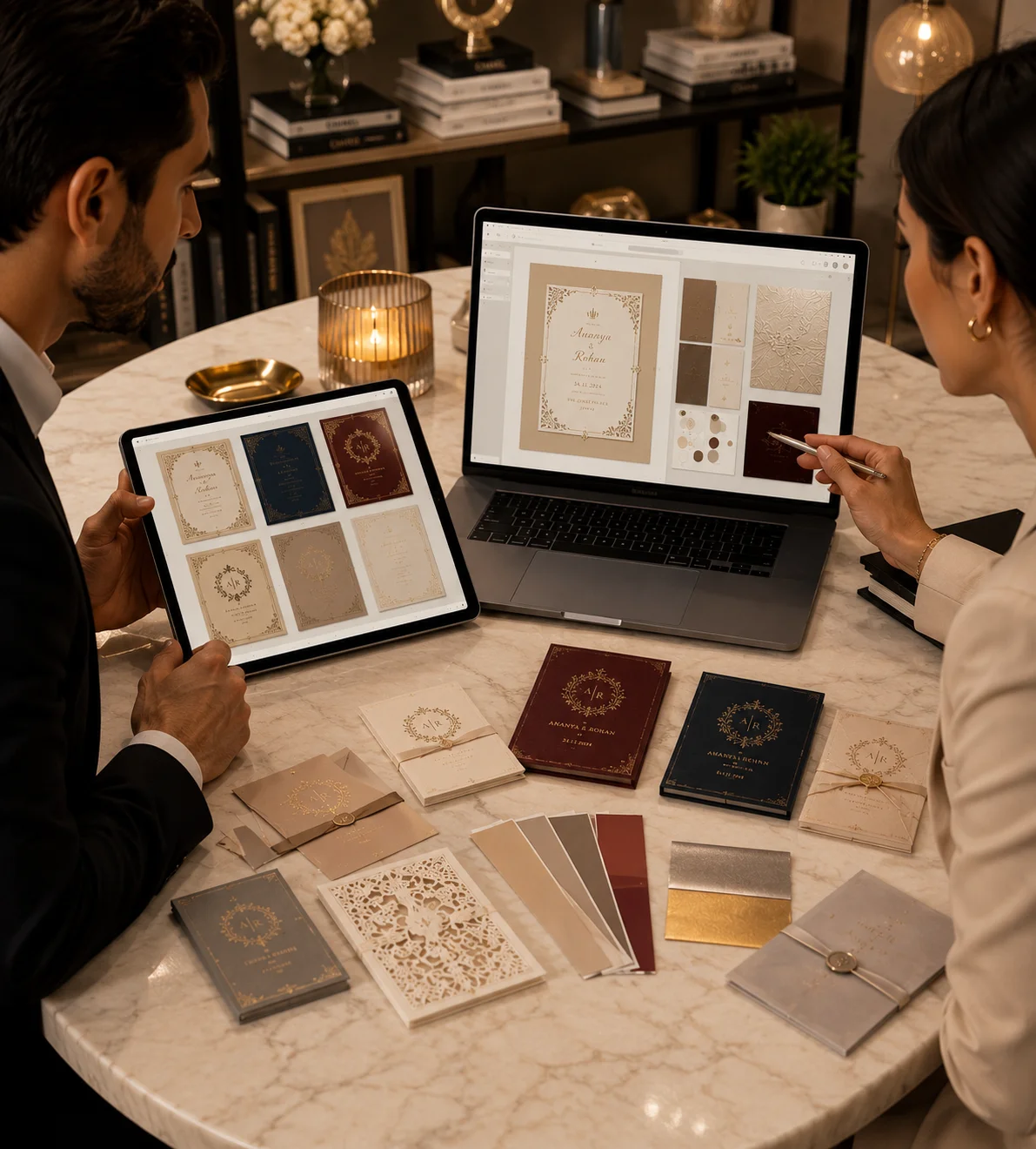 Wedding invitation design proof and mockups